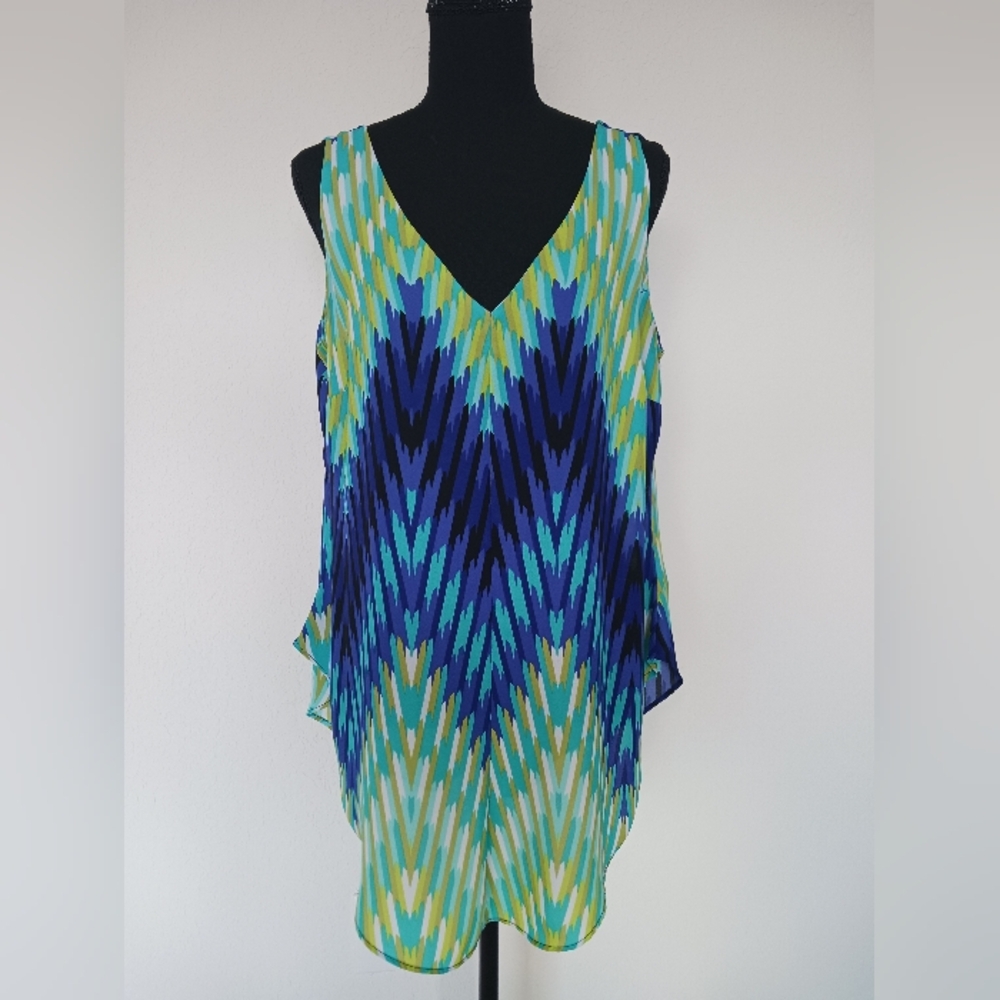 Worthington Gorgeous Beachy Summer Swim Cover-Up Tunic Top Size L EUC